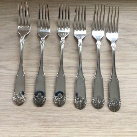 6 stk flotte gafler i 40 grams sølv - ingen skader - perfekt stand