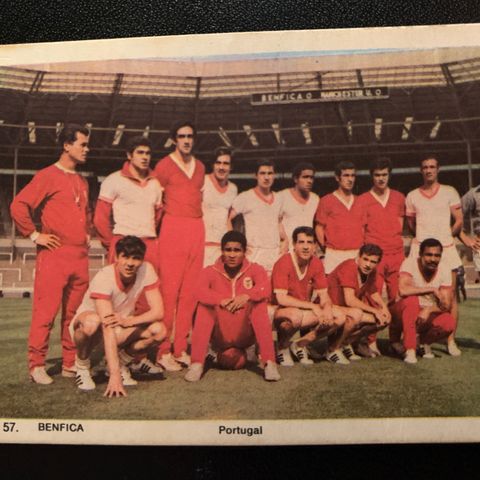 Eusebio Benfica lagbilde Monty Gum 1969 fotballkort sjeldent