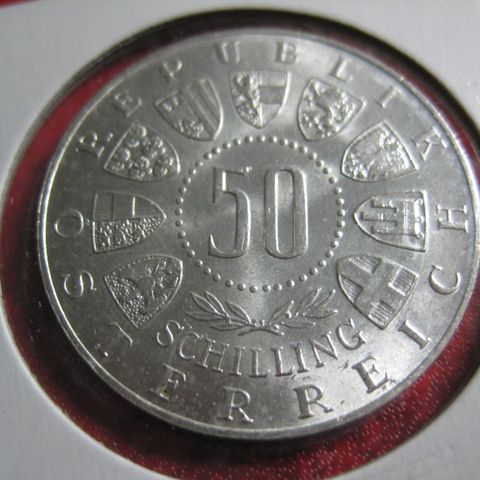 50 schilling Østerrike 1964 sølv unc