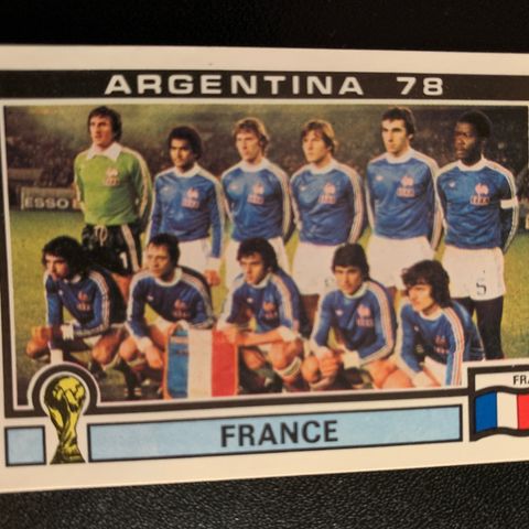 Rookie Michel Platini Frankrike lagbilde Argentina 78 Fotballkort Panini VM 1978