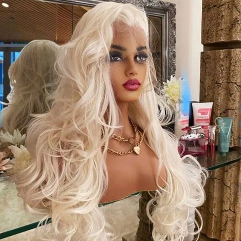 💎✨️❤️ 🔥Ny platina humsn hair blend blond super gorgeous lace front wig