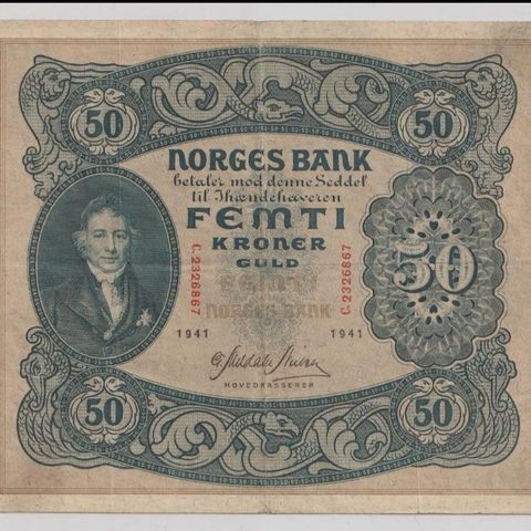 Norsk 50 kr seddel 1941