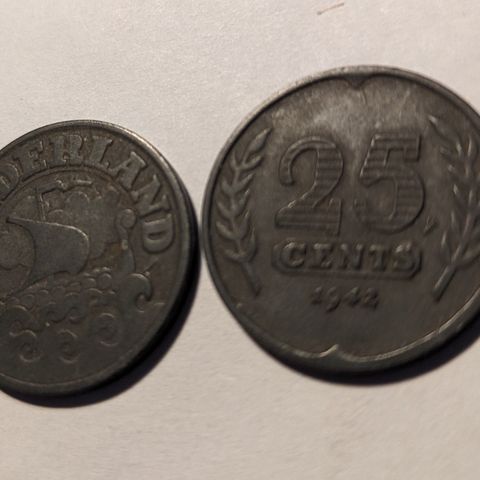 25 cents, Nederland, 1941/1942, okkupasjon