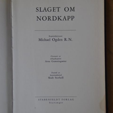 Slaget om Nordkapp: Michael Ogden R. N..Innb: