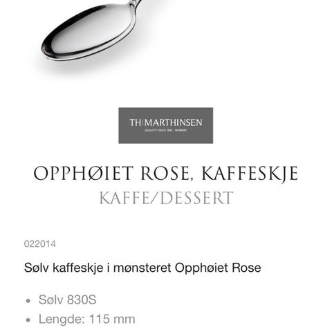 Opphøyet rose, 4 stk kaffeskje