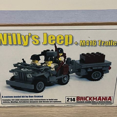 Brickmania 214: Willy's Jeep + M416 Trailer (ekte LEGO) - innhold som nytt