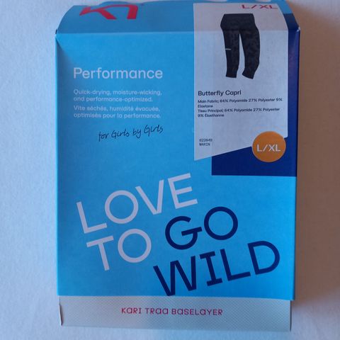 New Kari Traa capri baselayer pants, size L/XL