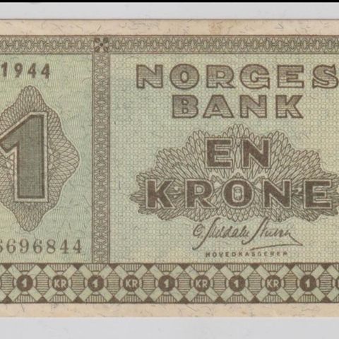 Norsk 1 kr seddel 1944