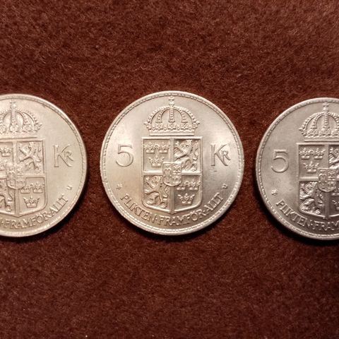 9 stk. veldig pene Sverige 5 Kronor 1972