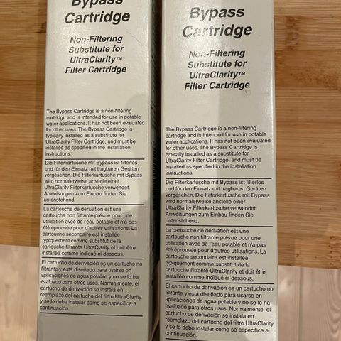 Bypass Cartridge-vannfilter til kjøleskap