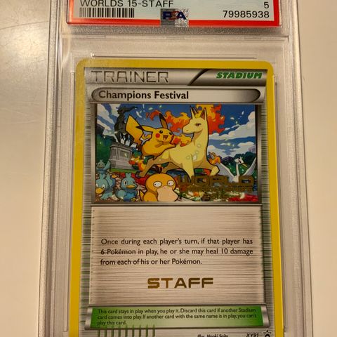 Pokemon Worlds 15 STAFF Champions Festival 2015 XY Promo verdens peneste PSA 5?