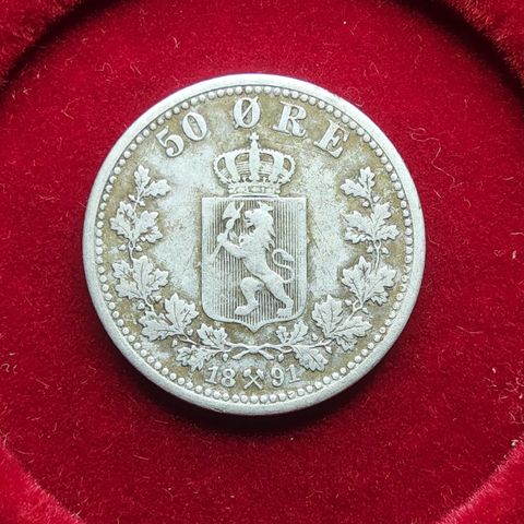 50 Øre fra 1891 Oscar II Kv. 1+