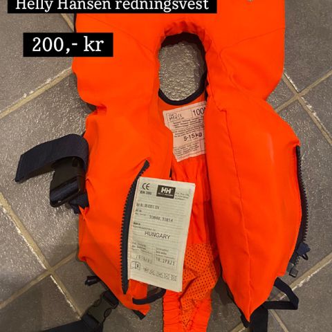 Helly Hansen redningsvest til barn selges billig!