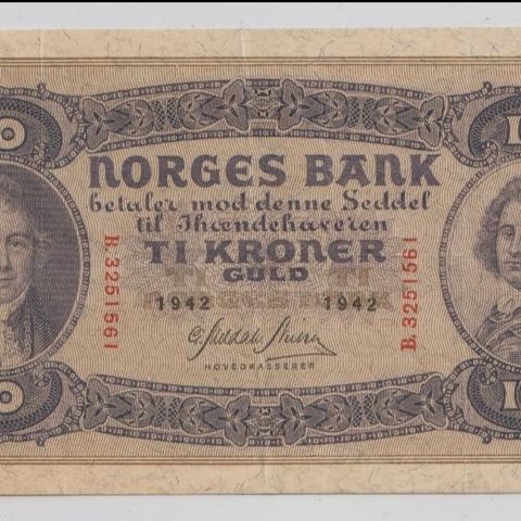 Norsk 10 kr seddel 1942