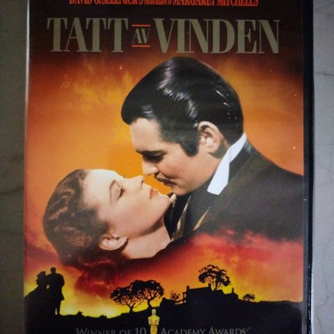 Dvd. Gone with the Wind. Tatt av vinden. Romantikk/Krig. Norsk tekst.