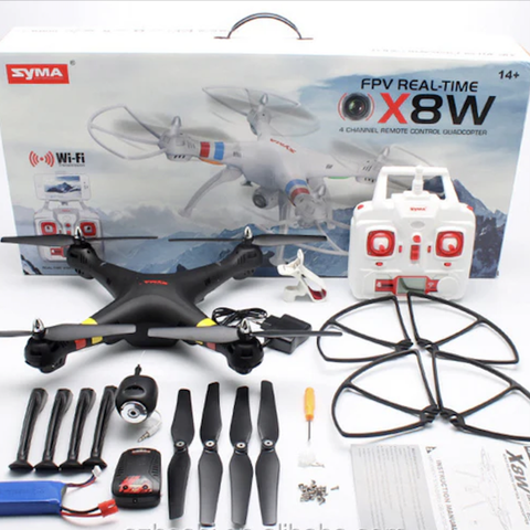 Syma X8W Quadcopter / drone med HD-kamera og ekstra batterier/ utstyr