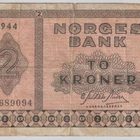 Norsk 2 kr seddel 1944