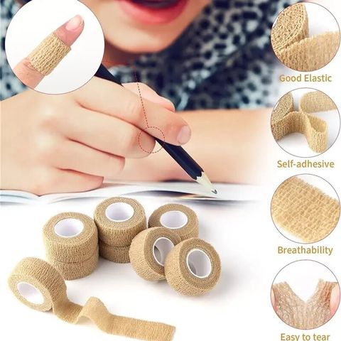 HELT NY SELVKLEBENDE BEIGE ELASTISK BANDASJE UTEN LIM, 2,5 cm x 4,5 m