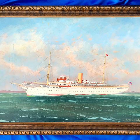 Skipsmaleri -S/Y «STELLA POLARIS» -Maleri - B.D.S Cruises - M.Haug 1948 Bergen