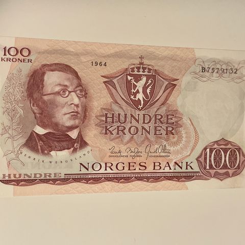 100 kr 1964 B kv 0 selges