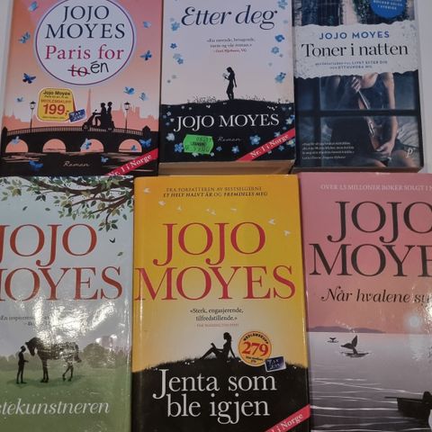 Jojo Moyes, Jenta som ble igjen, Hestekunstneren, Når hvalene synger mm