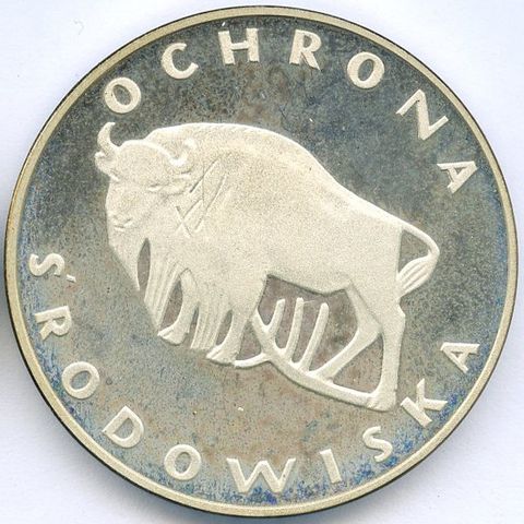 Polen 100 zlotych 1977 Miljøvern .625 sølv NY PRIS