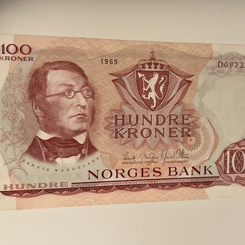100 kr 1965 D kv 0/01 Brofoss/Ottesen