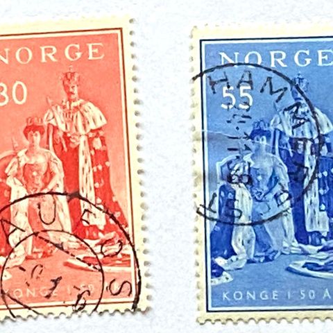 Norge 1955 Konge i 50 år NK 439-440 Stemplet