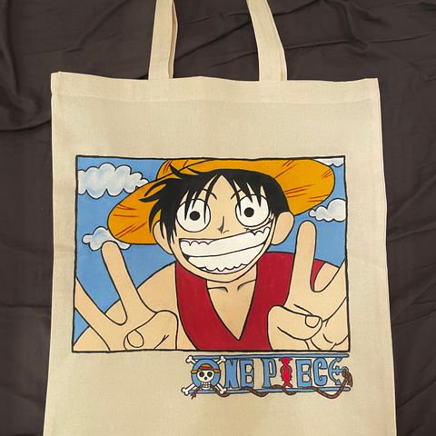 Linen eco-bag (tote bag) handpainted. One Piece, Monkey D. Fluffy, anime