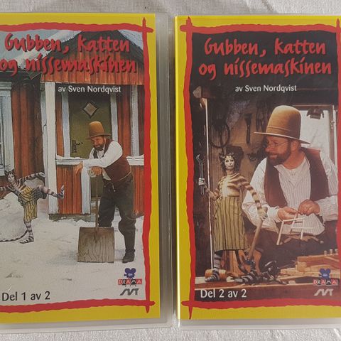 Gubben, katten og Nissemaskinen Del 1 og 2 på VHS