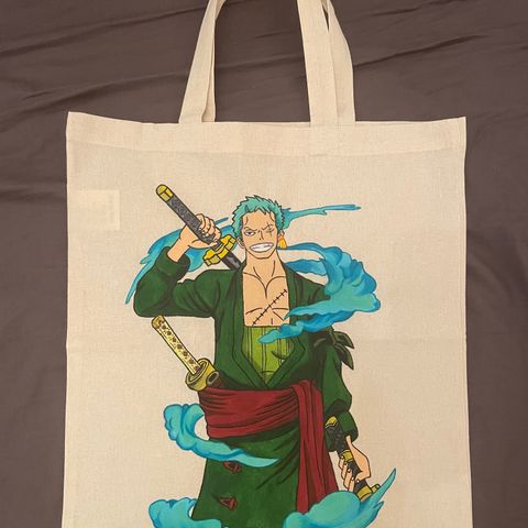 Linen eco-bag (tote bag)/handpainted. One Piece, Roronoa Zorro, anime