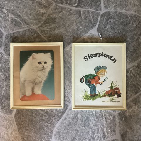 Retro barnebilder av Stjernetegnet Skorpionen og hvit pus