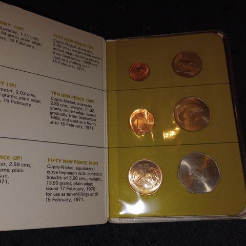 Myntsett Irland 1969-1971 Decimal coins NY PRIS