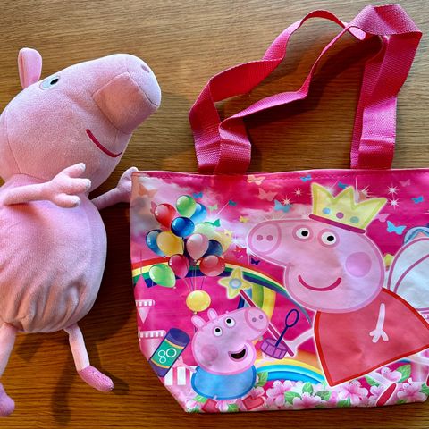 Peppa Gris plysjfigur/kosedyr 30 cm + veske, NY, 290,-