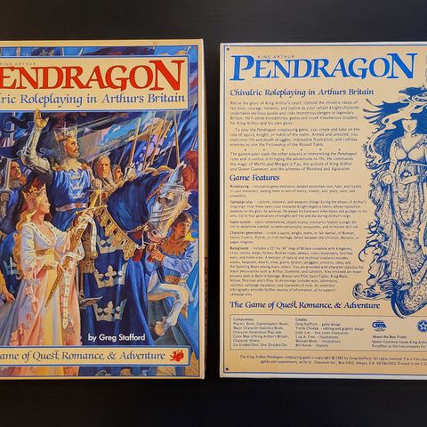 Selger sjeldent strøkent eksemplar av King Arthur PENDRAGON RPG fra Chaosium