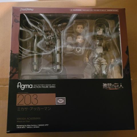 Attack on Titan. Mikasa Ackerman, Figma 203. Max Factory. Uåpnet.