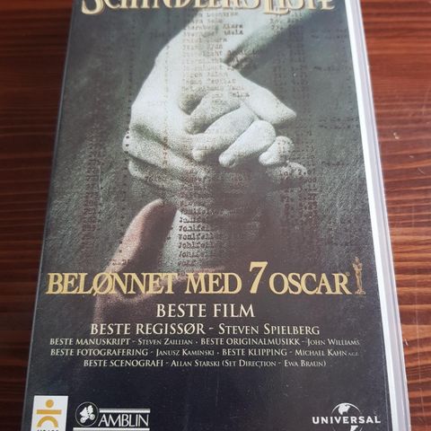 Schindlers Liste vhs Ny