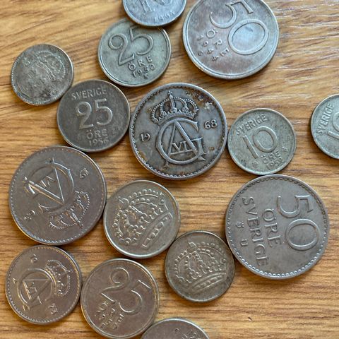Div svenske mynter fra 50/60 og 70 tallet  inkl porto