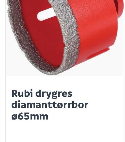 Diamant bor 65 mm for flis