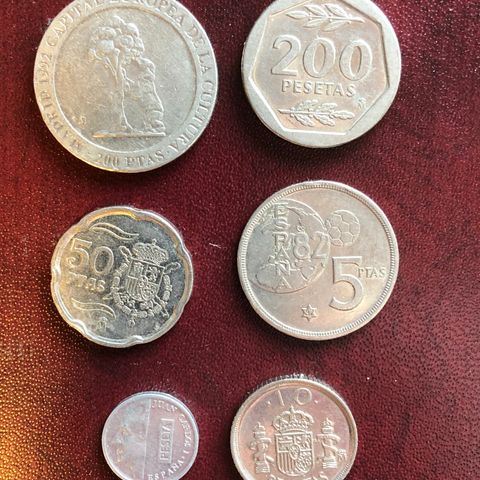 Spania 6 pesetas mynter