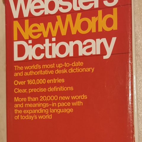 Websters NewWorld Dictionary. Amerikansk fra 1980 tallet