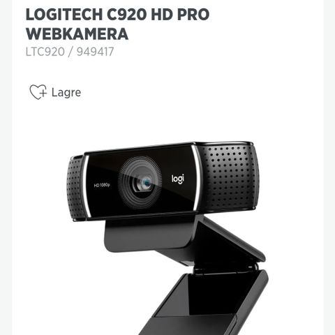 Selger Logitech HD Pro Webcam C920- Web camera 1080p