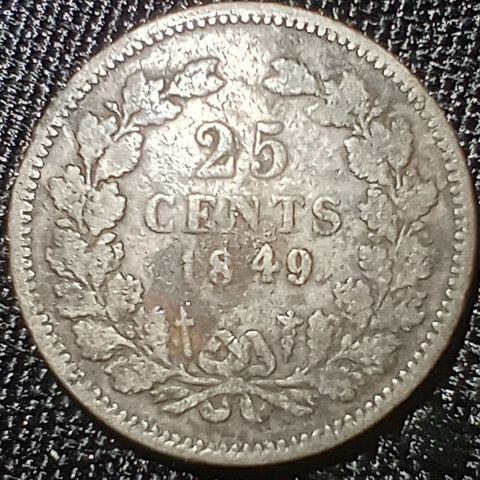 Nederland 25 cents 1849 .640 sølv NY PRIS