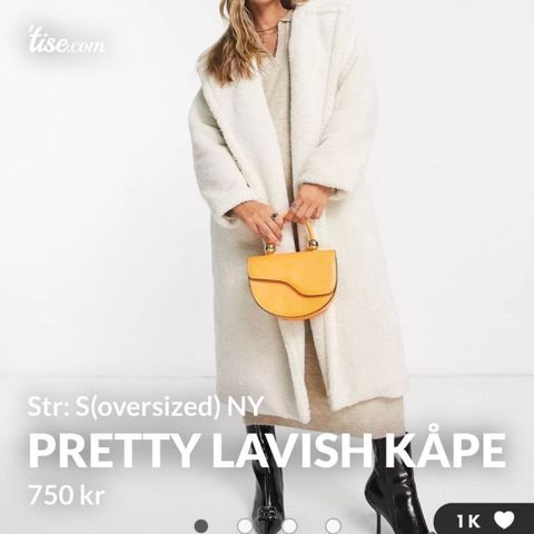 HELT NY ASOS kåpe (pretty Lavish) TEDDYCOAT TEDDYKÅPER