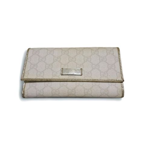 Vintage Gucci; hvit & Sølv konvolutt lang lommebok