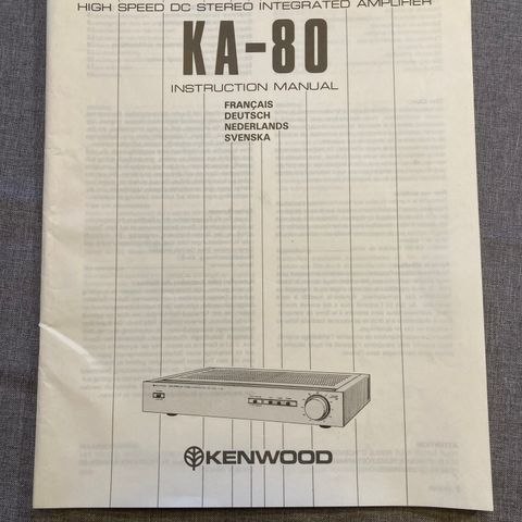 KENWOOD KA-80 integrert forsterker - original bruksanvisning. Meget pen
