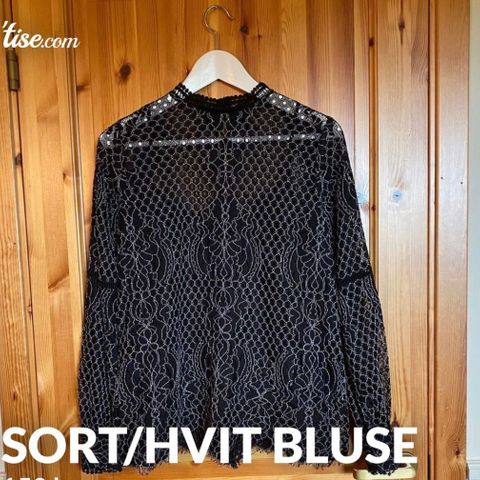 sort/hvit bluse