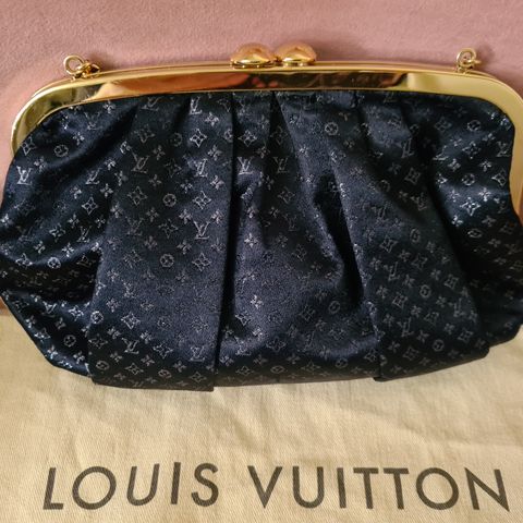 Louis Vuitton Limited Edition Black Gold Monogram Satin Aumoniere Evening bag