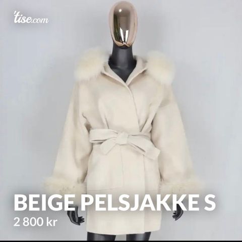 Beige pelskåpe strl S