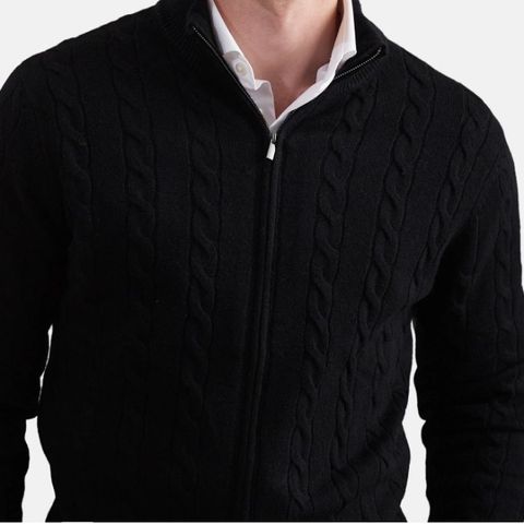 Cavour full zip Cable knit genser